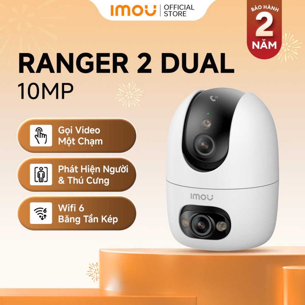 Camera Wifi trong nhà 2 mắt Imou Ranger 2 Dual I 6MP/10MP I Xoay 360° | Phát hiện con người | Màu về