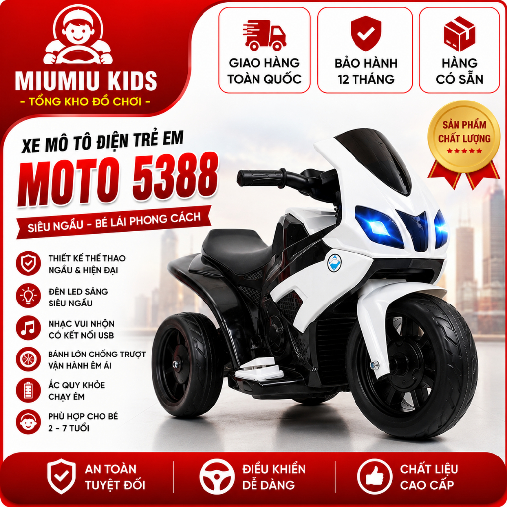 Xe điện cho bé mã 5388 có chân ga cho bé tự lái
