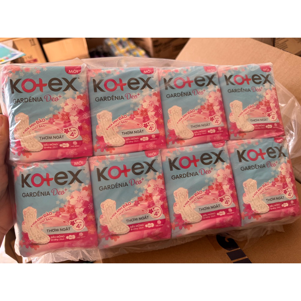 Băng vệ sinh Kotex Gardenia Deo+ - Hoa Anh Đào siêu mỏng cánh 23cmx 8miếng