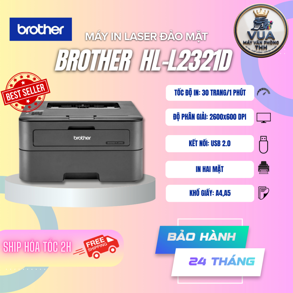 Máy in laser đen trắng Brother HL-L2321D (A4/A5/ Đảo mặt/ USB)
