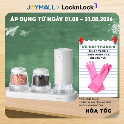 Bộ Máy Xay Muối Tiêu Cốc Đôi LocknLock 1 Chạm, Lưỡi Xay Bằng Sứ Và Đèn Led Tự Động CKO119WHT, Hàng Chính Hãng - JoyMall