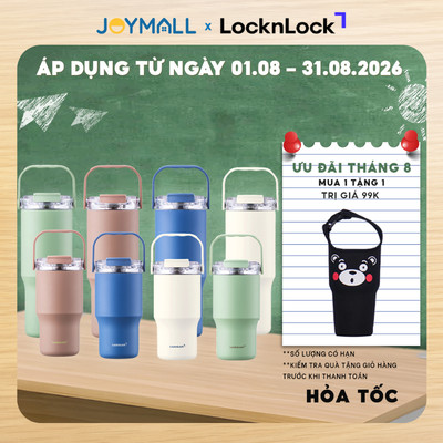 Bình Giữ Nhiệt Phủ Sứ LocknLock LHC4430 LHC4431, Kèm Ống Hút Và Tay Cầm, Hàng Chính Hãng - JoyMall