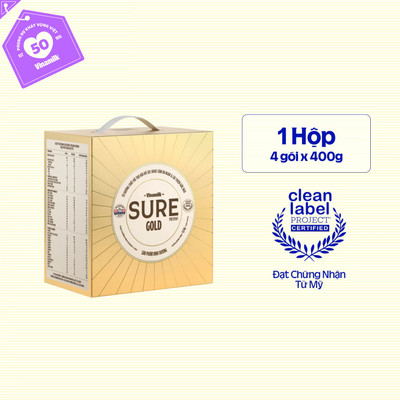 Sữa bột cho người lớn tuổi Vinamilk Sure Prevent 1600g (4 túi x 400g) - Hộp giấy