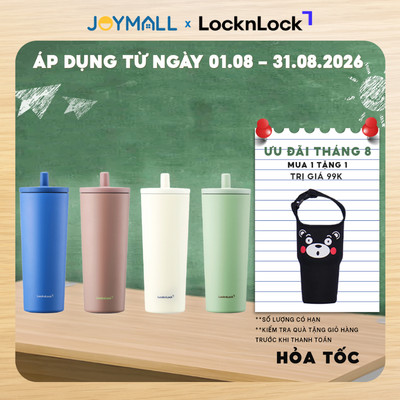 Ly Giữ Nhiệt Phủ Sứ LocknLock LHC4156, Inox 304, Dung Tích 740ml, Kèm Ống Hút, Hàng chính hãng - JoyMall