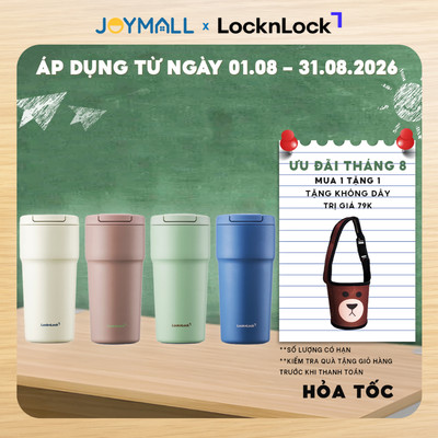 Ly Giữ Nhiệt Phủ Sứ LocknLock LHC4130, One-touch Ceramic Tumbler 550ml, Thép Không Gỉ SUS304, Hàng Chính Hãng - JoyMall