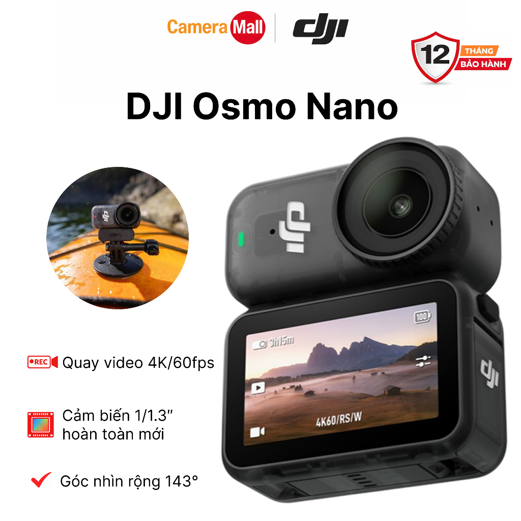 DJI Osmo Nano 128GB - Camera Đeo Thông Minh Siêu Nhỏ Gọn | AI Tracking | Bộ Nhớ Trong 128GB | Chính 