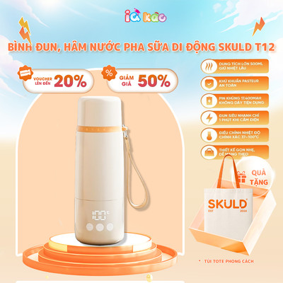 Bình Hâm Nước Pha Sữa Di Động Không Dây T12 Đun Nước Thông Minh 500ml Giữ Nhiệt Tiện Lợi Du Lịch Cho Bé IQKAO