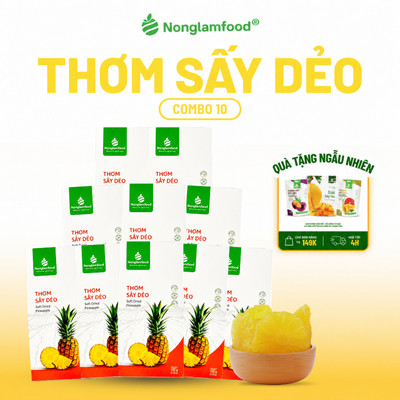 Combo 10 Hộp Thơm Sấy Dẻo (Dứa/ Khóm Sấy Dẻo) 100g NONGLAMFOOD Dẻo Mềm Chua Ngọt Tự Nhiên, Đồ ĂN Vặt