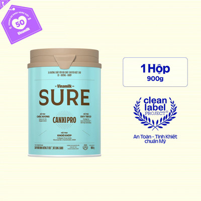 Sữa bột Vinamilk Sure CanxiPro 900g (Hộp thiếc) - Sữa bổ sung Canxi cho người già cao tuổi, Tốt cho xương khớp