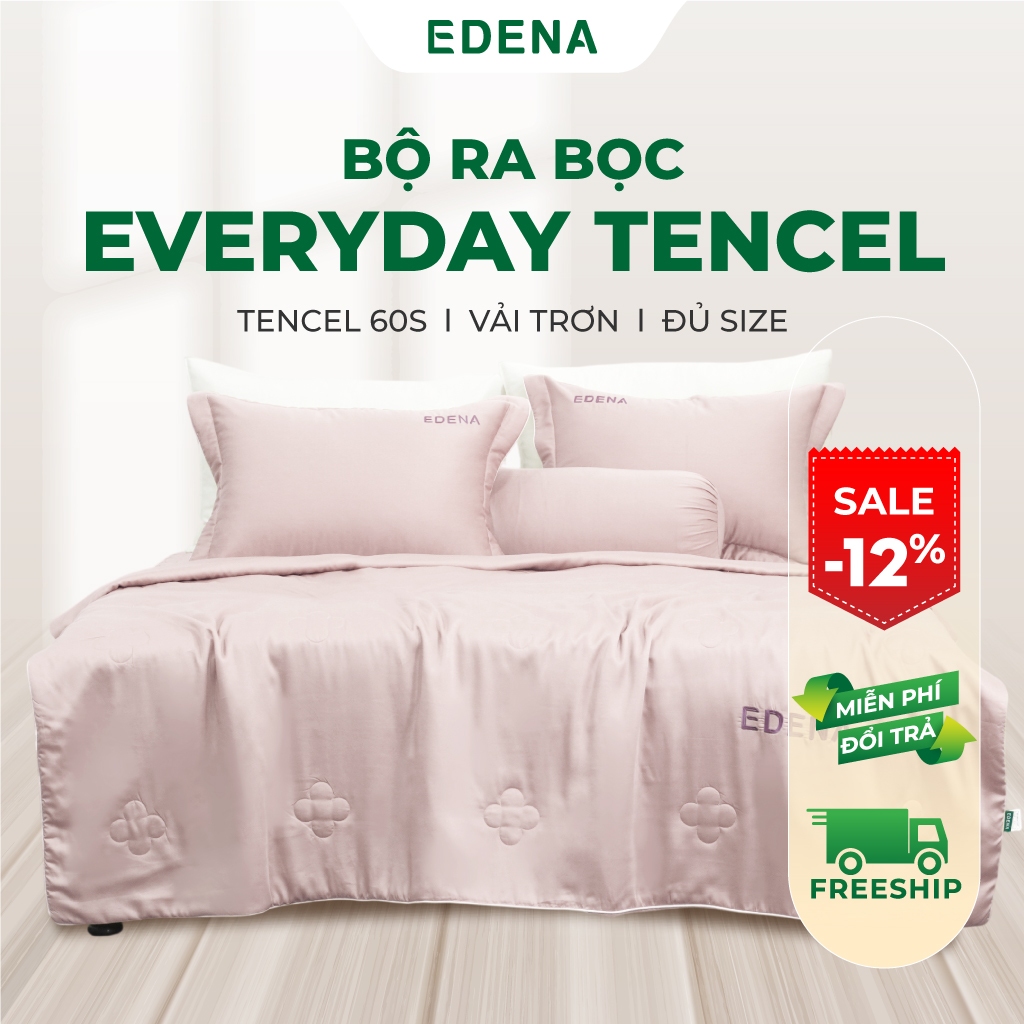Bộ Chăn Ga | Ra | 5 Món Tencel 60s Edena , Mềm Mịn Thoáng Mát, Đủ Size, An Toàn Cho Da