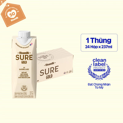 Thùng 24 hộp Sữa Bột Pha Sẵn Vinamilk Sure Prevent Gold 237ml 37 dưỡng chất, bồi bổ sức khỏe| Có thể nhận Bao Bì CŨ Mới