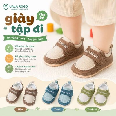 Giày tập đi cho bé Ualarogo sandal đế cao su chống trượt an toàn quai dán điều chỉnh UR 0921