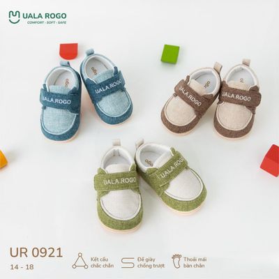Giày tập đi cho bé Ualarogo đế cao su chống trượt an toàn quai dán điều chỉnh rộng chật 5596