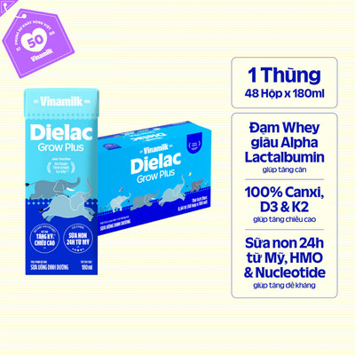 Thùng 48 hộp Sữa Uống Dinh Dưỡng Dielac Grow Plus (Sữa Non) -180ml
