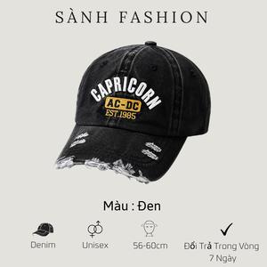 Mũ lưỡi trai jean rách tua rua thêu chữ CAPRICORN Nón kết chất dày dặn form unisex nam nữ_sanhfashio