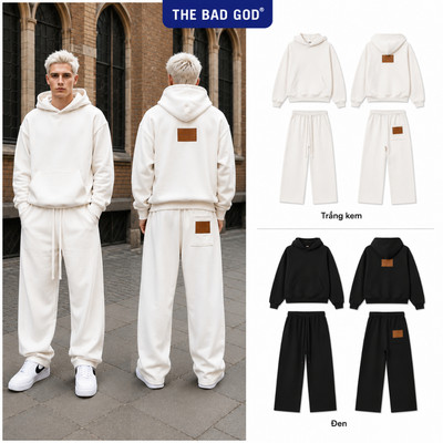 Set Áo Khoác Hoodie The Bad God SILEN Màu Đen/Xám Unisex - Form Boxy -Nỉ Nhung Dày Ấm