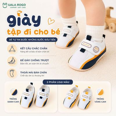 Giày tập đi cho bé Ualarogo sandal đế cao su chống trượt an toàn quai dán điều chỉnh UR 0923