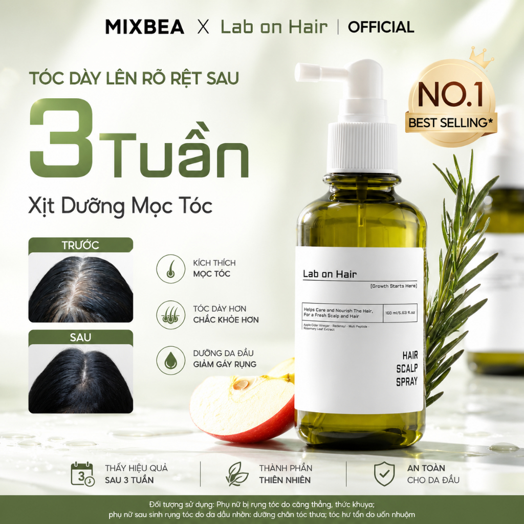 Xịt dưỡng tóc Lab on Hair 160ml Kích thích mọc tóc Rụng Tóc Xịt mọc tóc dưỡng tóc