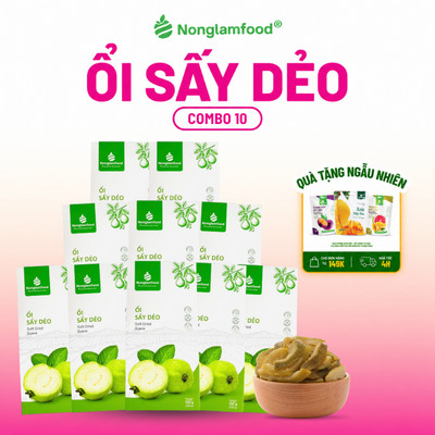 Combo 10 Hộp Ổi Sấy Dẻo NONGLAMFOOD 100g Dẻo Mềm Thơm Ngọt Tự Nhiên Trái Cây Sấy Dẻo Đồ Ăn Vặt