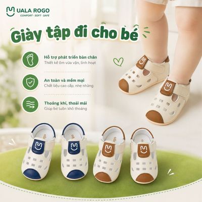 Giày tập đi cho bé Ualarogo sandal đế cao su chống trượt an toàn quai dán điều chỉnh UR 0926