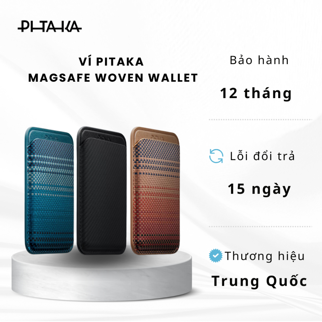 Ví đựng thẻ PITAKA MagSafe Woven Wallet - Hàng Chính Hãng Chất Liệu Sợi Aramid Cao Cấp