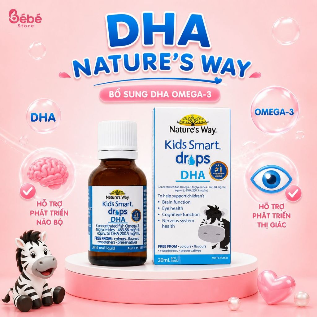DHA Nature's Way Bổ Sung DHA Omega-3, DHA Nature Way Hỗ Trợ Phát Triển Não Bộ Thị Giác