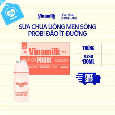 [CHỈ GIAO HCM+HN] Thùng Sữa chua uống Probi Đào Ít đường 130ml Yaourt 24 chai/thùng