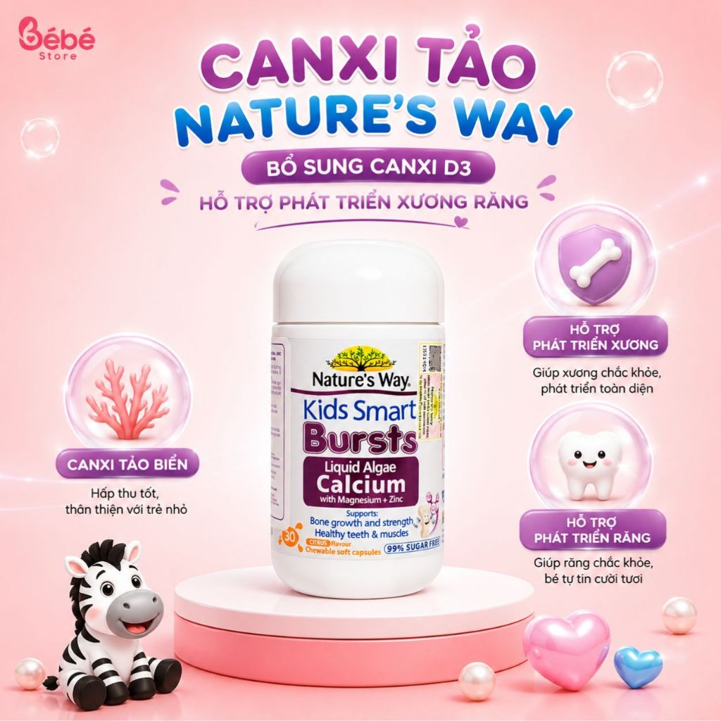 Canxi Tảo Nature's Way Bổ Sung Canxi D3, Canxi Biển Nature Way Hỗ Trợ Phát Triển Xương Răng