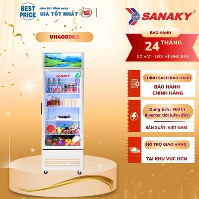 VH-4089K3 Tủ mát Sanaky – 400L, 1 cánh kính, Inverter, không đọng tuyết | VH4089K3