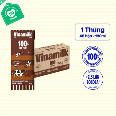 [Sản phẩm mới] Thùng 48 Hộp Sữa Tươi Tách Béo Socola Đậm Đặc 180ml