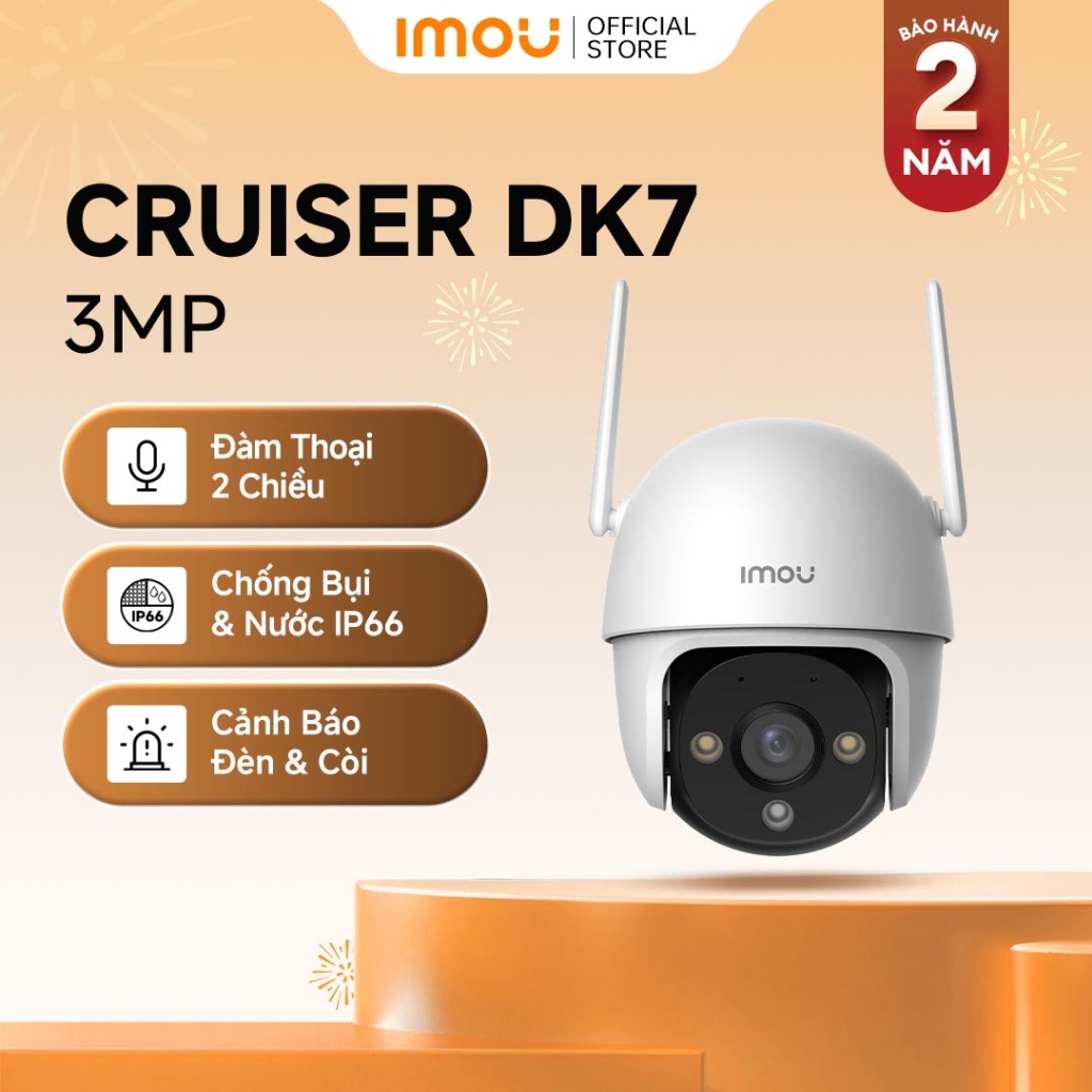 Camera Wifi ngoài trời Imou cruiser DK7 Cruiser 2  I 3MP/5MP I Chống nước IP66 I Loa cảnh báo I Màu 