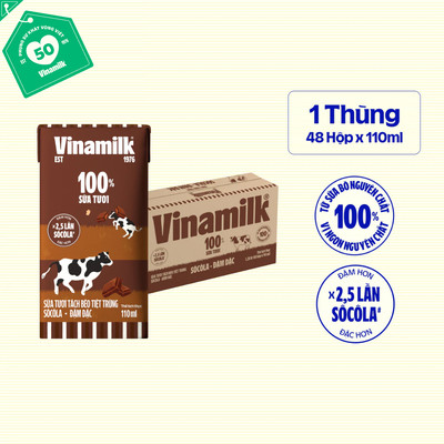 [Sản phẩm mới] Thùng 48 Hộp Sữa Tươi Tách Béo Socola Đậm Đặc 110ml