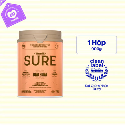 Sữa Bột Vinamilk Sure Diacerna 900g - 37 dưỡng chất với công thức có chỉ số đường huyết thấp