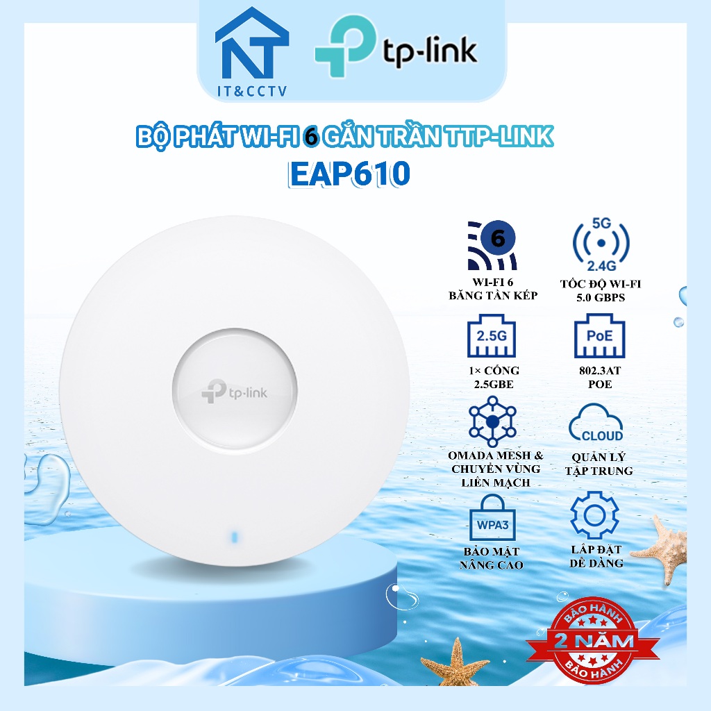 TP-Link Omada Access Point WiFi 7/WiFi 6 Gắn Trần - EAP723 EAP720 EAP670 EAP650 EAP610 BE5000 AX5400