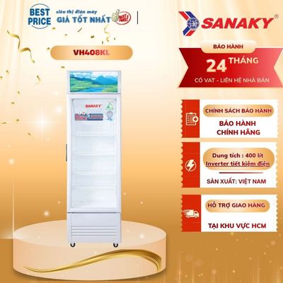 Tủ mát Sanaky VH-408KL – 400L, 1 cánh kính, chống đọng sương, máy nén Panasonic | VH408KL