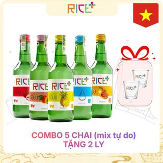 COMBO 5 chai Soju Rice+ TẶNG 2 LY (Mix vị tự do)