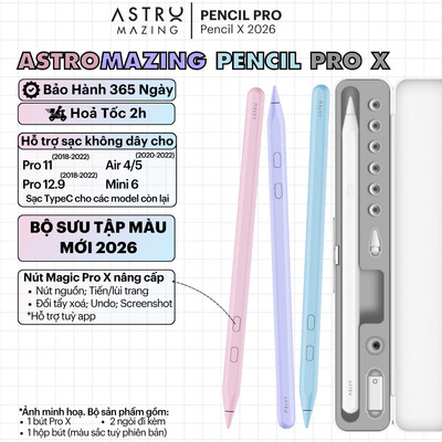 [Pencil Pro X 2025] Bút Stylus AstroMazing chống chạm không dây vẽ nét thanh đậm cho máy tính bảng