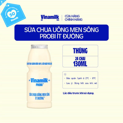 [CHỈ GIAO HCM+HN] Thùng Sữa chua uống Probi Ít Đường chai 130ml -24 chai/Thùng Yogurt