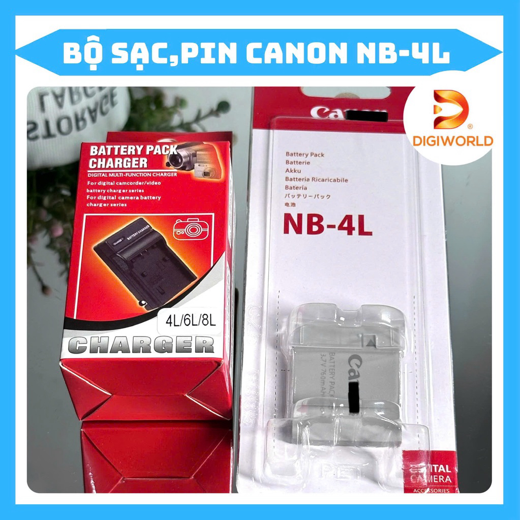 Sạc / Pin Canon NB-4L ( Sạc thay thế / Pin hãng ) dùng cho Ixus 80 IS, 82 IS, 110 IS, 115 HS, 120 IS