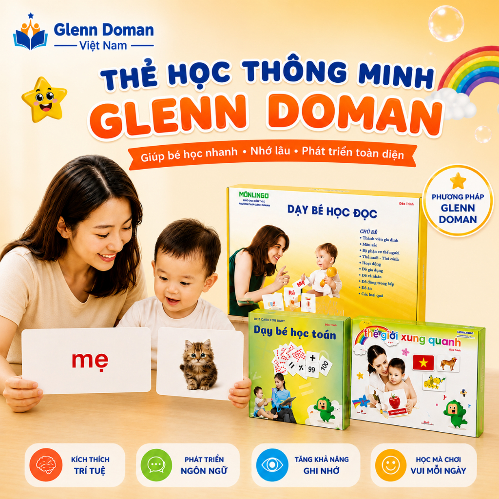 COMBO 259 Thẻ Học Thông Minh Cho Bé Phát Triển Tam Giác Kỹ Năng Chuẩn Glenn…