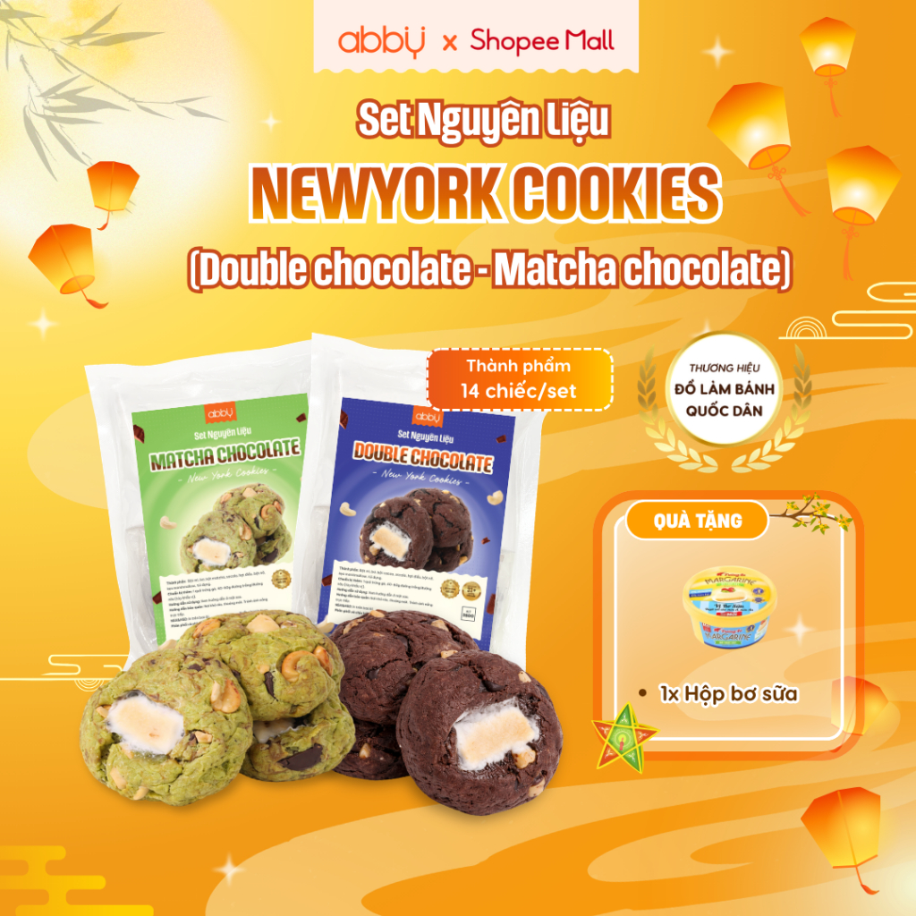 [ABBY] Set làm bánh New York cookies - Thành phẩm 14 bánh/set - Nguyên liệu làm bánh quy tại nhà