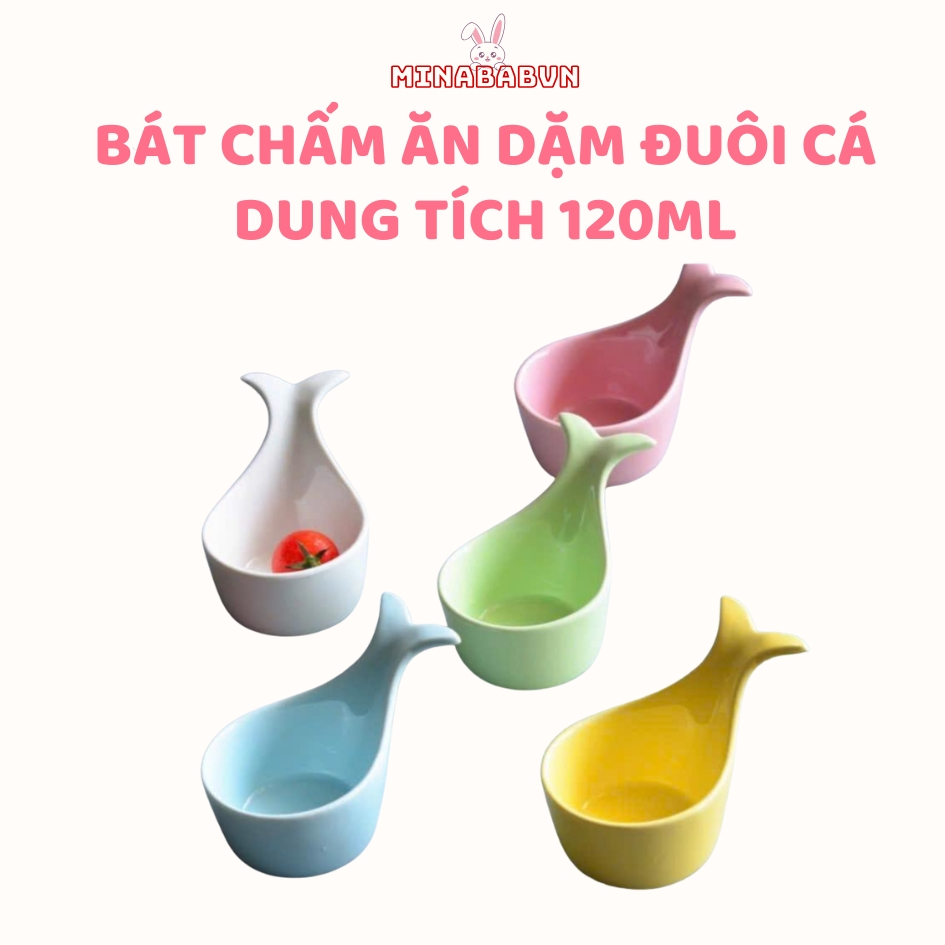 Bát Ăn Dặm Đuôi Cá Bằng Sứ An Toàn Cho Bé Yêu kiểu Nhật 120ml Bát Chấm Sứ Cao Cấp An Toàn Đáng Yêu C