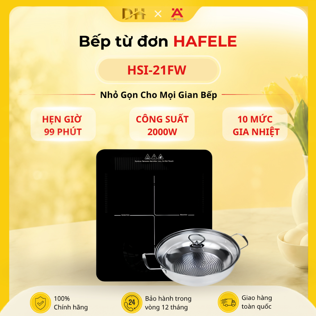 🎁 Tặng Kèm Nồi Inox | Bếp Từ Hafele HSI-21FW 2000W 10 Mức Gia Nhiệt | Danshome