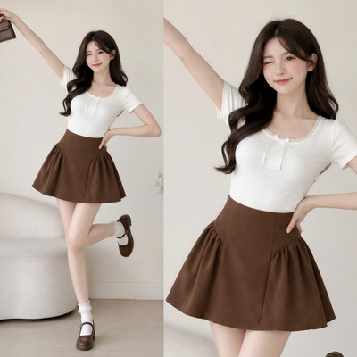 Chân Váy Xòe Bigsize Nữ Váy Ngắn Có Quần Bảo Hộ Dễ Phối Đồ Vải Tây Đứng Form Dễ Thương CV401