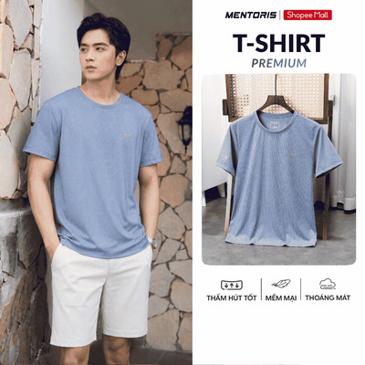 Áo T-Shirt Nam MENTORIS Vải Thun Vân Cao Cấp, Trẻ Trung, Co Giãn 4 Chiều,Mềm Mịn,Form Vừa MATS25S012