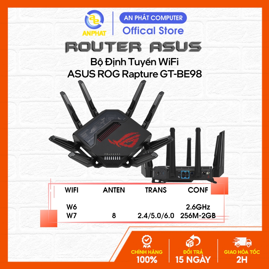 Bộ Định Tuyến WiFi ASUS ROG Rapture GT-BE98 (Chính Hãng, Bảo Hành 36 Tháng)