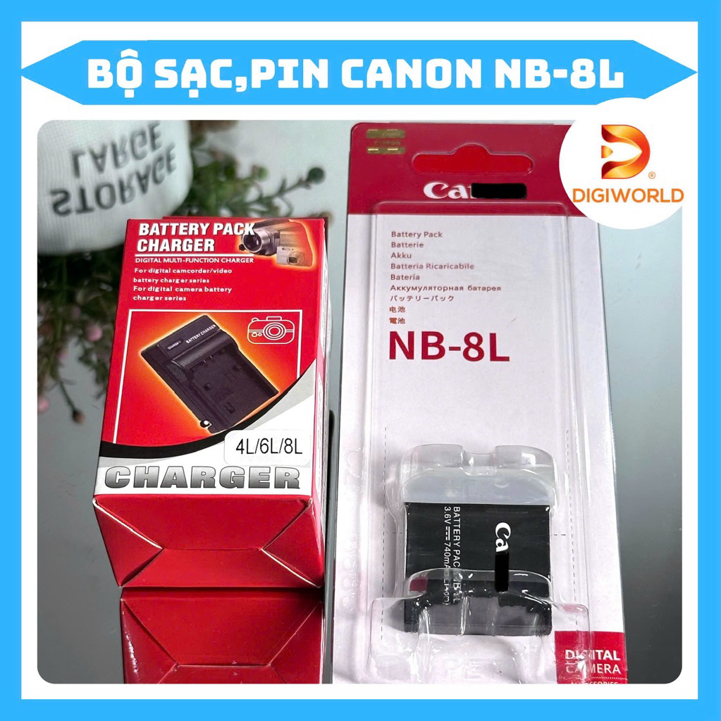 Sạc / Pin Canon NB-8L ( Sạc thay thế / Pin Hãng ) dùng cho PowerShot A2200, A2200 IS,A3000, A3000 IS