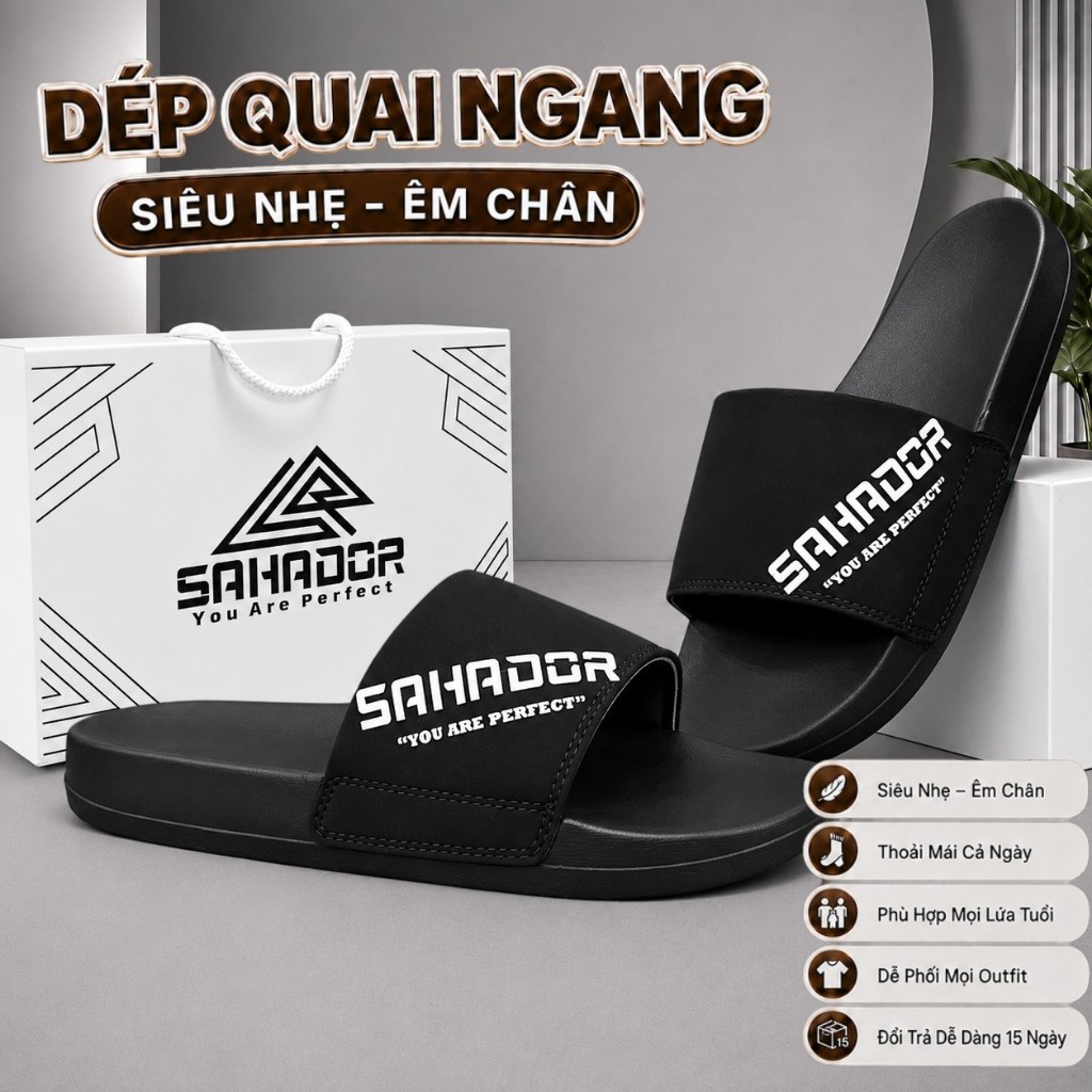 [FULL BOX] Dép Quai Ngang Nam Nữ Sahador Chính Hãng Unisex Siêu Êm Siêu Nhẹ Chống Trơn Trượt SD27