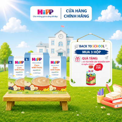 Bột ăn dặm dinh dưỡng HiPP sữa Bắp, Hoa quả 250g
