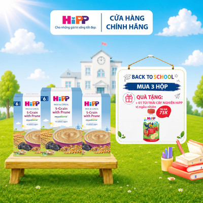 Bột ăn dặm dinh dưỡng HiPP sữa, Ngũ Cốc Tổng Hợp Mận Tây 250g